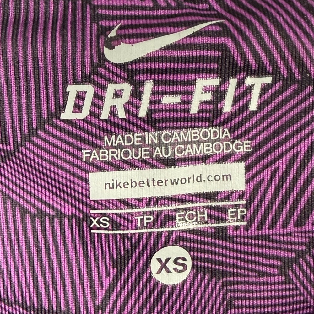 NIKE Running Dri Fit Women's XS Geometric Purple Gym Leggings Yoga Pants Pocket - Picture 4 of 12